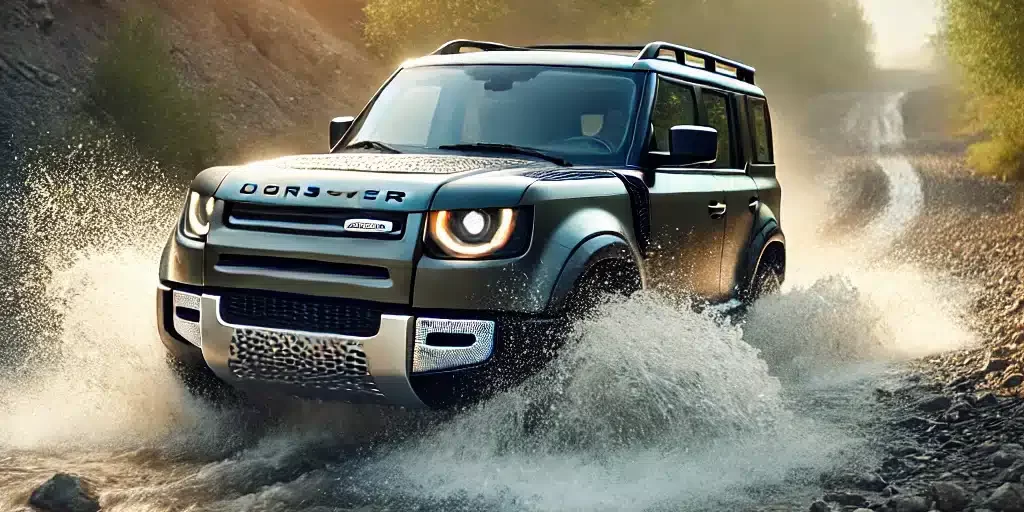 ''4x4 vehicle crossing shallow water safely''