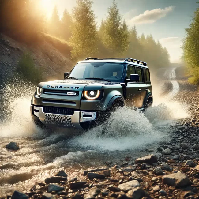 ''4x4 vehicle crossing shallow water safely''